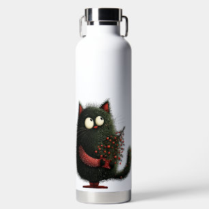 CUTE BLACK CAT WITH CHRISTMAS TREE WATER BOTTLE