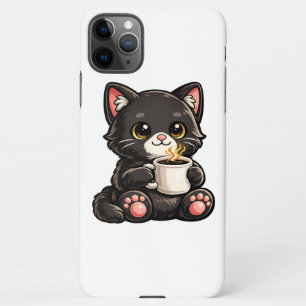 Cute Black Cat with Coffee iPhone 11Pro Max Case
