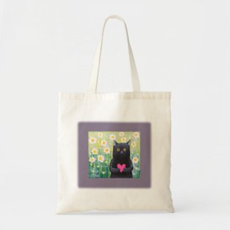 Cute Black cat with heart Black Cat Lover gift