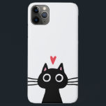 Cute Black Cat with Heart iPhone 11 Pro Max Case<br><div class="desc">Protect your phone in style with this cool cats iPhone case! Quirky black kitty,  available on cases for iPhone and Samsung. A high quality stylish cell phone case for cat lovers. Visit Jenn’s Doodle World for even more great products featuring this whimsical black cat.</div>