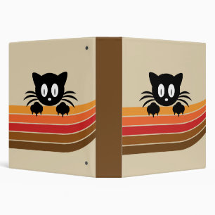 Cute black cat with retro stripes  binder