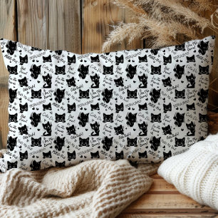 Cute Black Cats and Sayings Pattern Pillowcase
