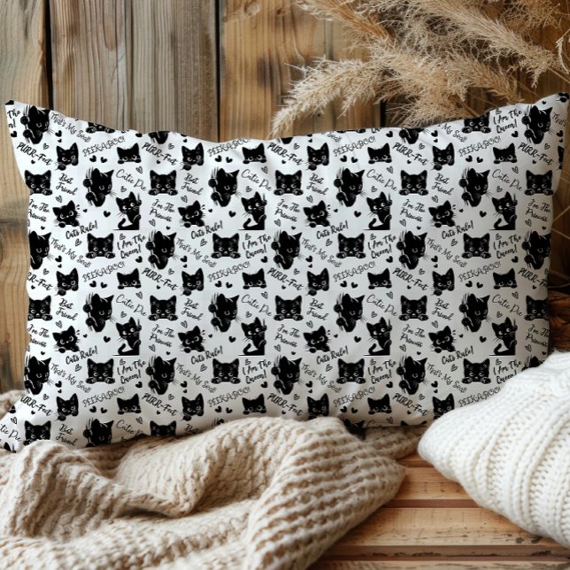 Cute Black Cats and Sayings Pattern Tissue Paper (Cute Black Cats and Sayings with Hearts Pattern  for Cat Lovers and Halloween Pillowcase)