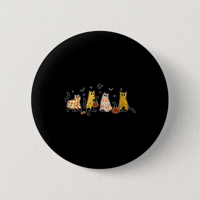 Cute Black Cats In Ghost Costume Women And Men Hal 2 Inch Round Button (Front)