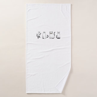 Cute Black Cats in Ghost Costume Women and Men Hal Bath Towel