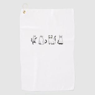 Cute Black Cats in Ghost Costume Women and Men Hal Golf Towel
