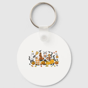 Cute Black Cats In Ghost Costume Women And Men Hal Keychain