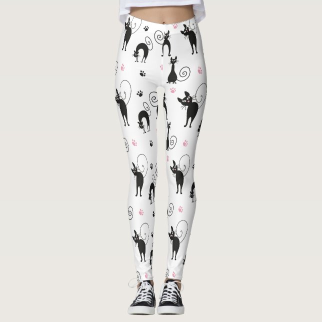 Cute black cats leggings (Front)