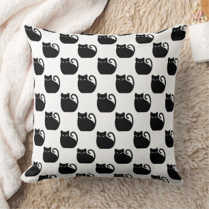 Cute Black Cats Pattern Throw Pillow
