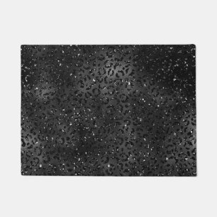Cute Black Cheetah Leopard Skin Print Animal Doormat