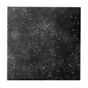 Cute Black Cheetah Leopard Skin Print Animal Tile