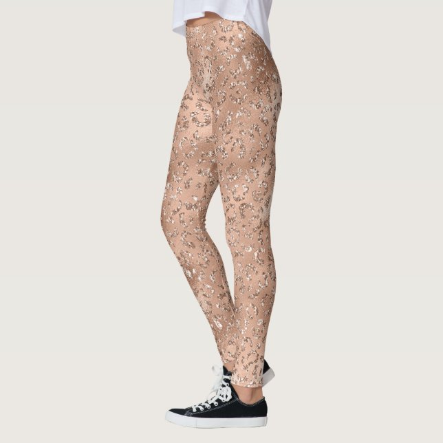 Cute Black Cheetah Leopard Skin Print Pattern Leggings (Left)