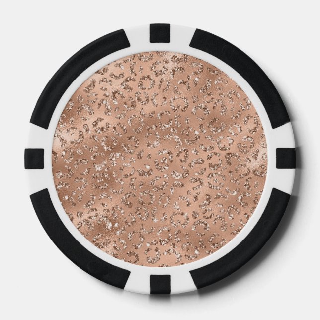 Cute Black Cheetah Leopard Skin Print Pattern Poker Chips (Front)