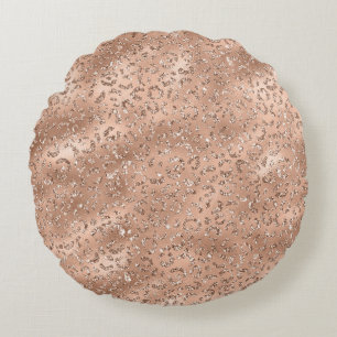 Cute Black Cheetah Leopard Skin Print Pattern Round Pillow