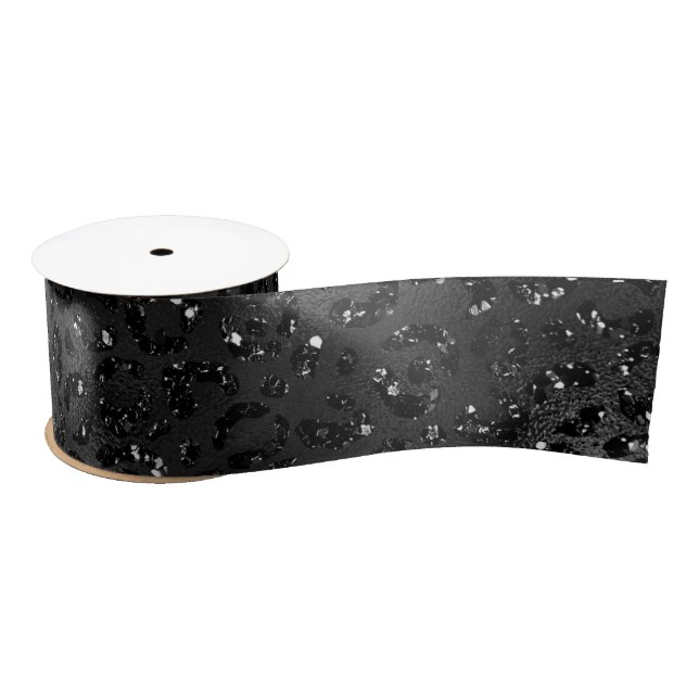 Cute Black Cheetah Leopard Skin Print Pattern Satin Ribbon (Spool)