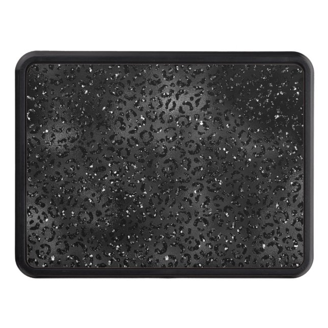 Cute Black Cheetah Leopard Skin Print Pattern Trailer Hitch Cover (Front)
