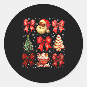 Cute Black Christmas Santa Tree Cake Xmas Women Gi Classic Round Sticker