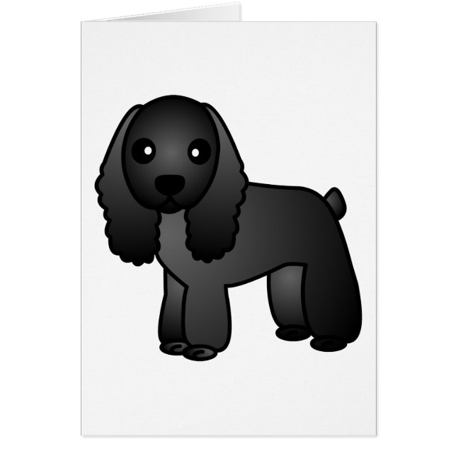Cute Black Cocker Spaniel Cartoon (Front)