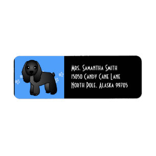 Cute Black Cocker Spaniel Cartoon Bleu