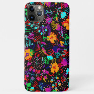 Cute black colourful abstract flowers iPhone 11 pro max case
