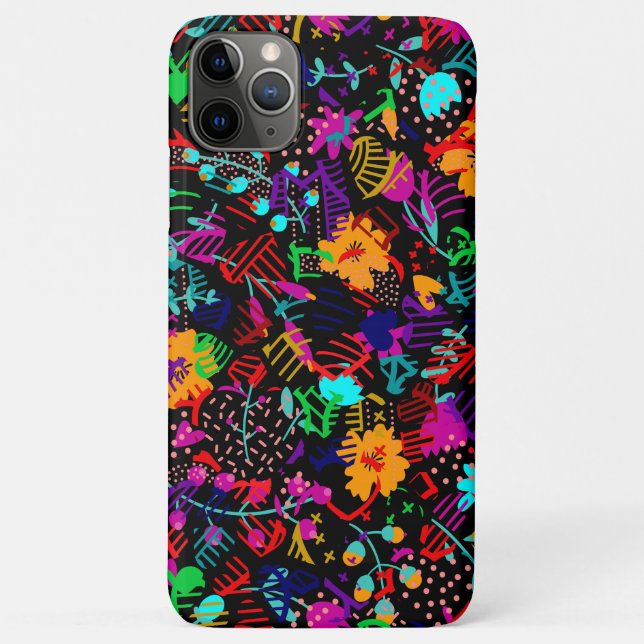 Cute black colourful abstract flowers Case-Mate iPhone case (Back)
