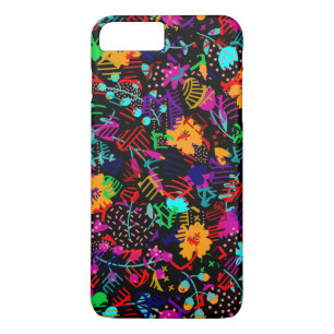 Cute black colourful abstract flowers Case-Mate iPhone case