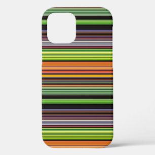 Cute black colourful stripes iPhone 12 pro case