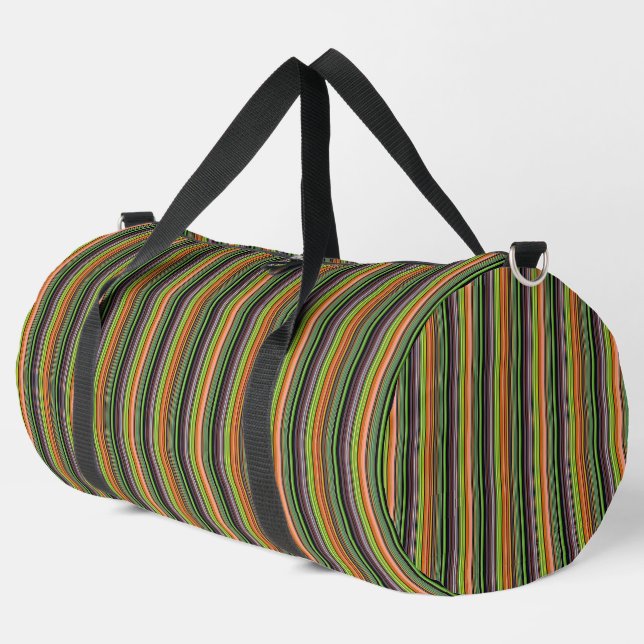 Cute black colourful stripes duffle bag (Left Corner)