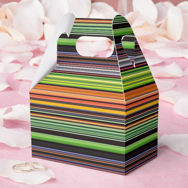 Cute black colourful stripes favor box (Wedding)