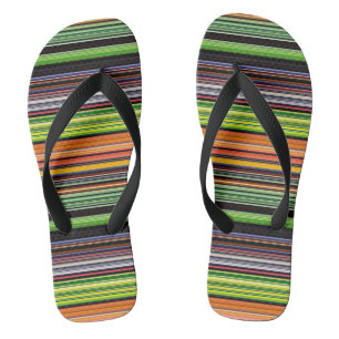 Cute black colourful stripes flip flops