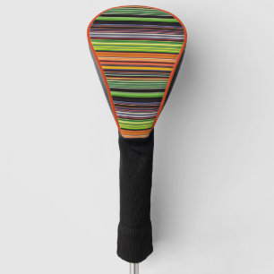 Cute black colourful stripes golf head cover
