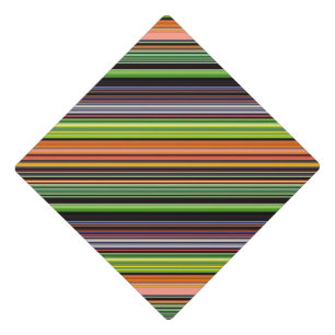 Cute black colourful stripes graduation cap topper