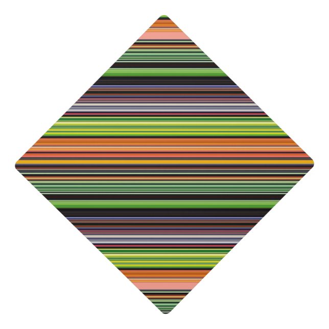 Cute black colourful stripes graduation cap topper (Front)