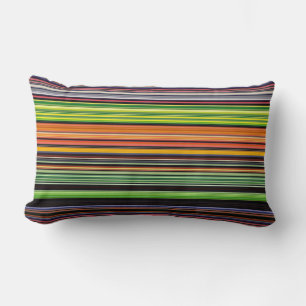 Cute black colourful stripes lumbar pillow