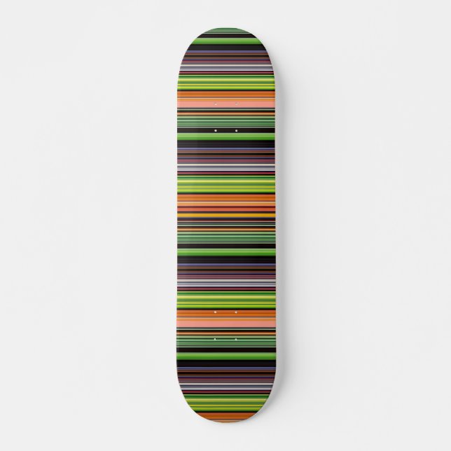 Cute black colourful stripes skateboard (Front)