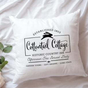 Cute Black Cottontail Cottage Farmhouse Easter Throw Pillow
