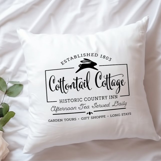 Cute Black Cottontail Cottage Farmhouse Easter Throw Pillow (Creator Uploaded)