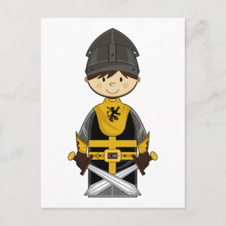 Cute Black Crusader Knight Postcard