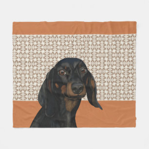 Cute Black Dachshund Dog  Fleece Blanket