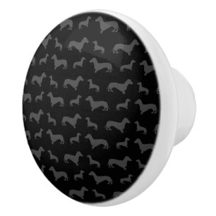 Cute black dachshund pattern ceramic knob
