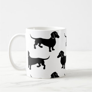 Cute Black Dachshund Pattern Coffee Mug