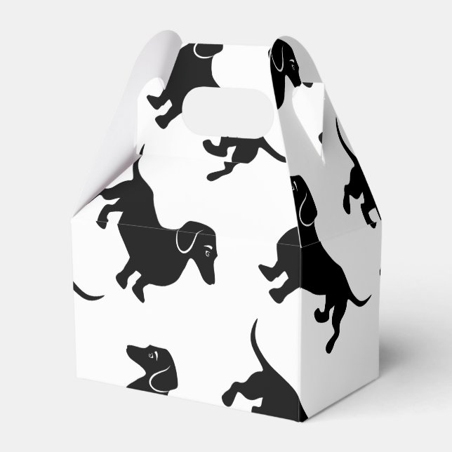 Cute Black Dachshund Pattern Favor Box (Front Side)
