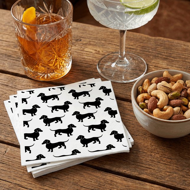 Cute Black Dachshund Pattern Napkin (Creator Uploaded)