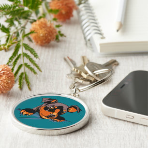 Cute Black Dachshund Puppy Design Keychain
