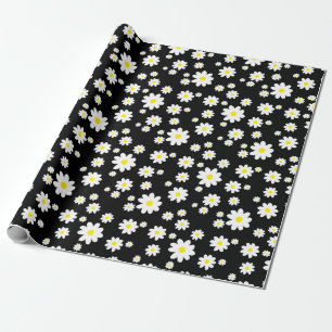 Cute Black Daisy Pattern Wrapping Paper
