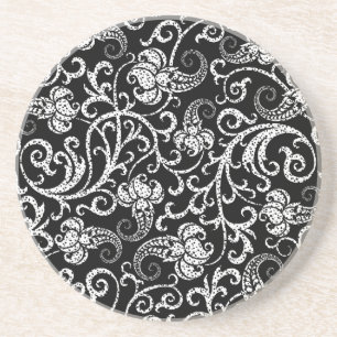 Cute black dalmatian flowers background design coaster