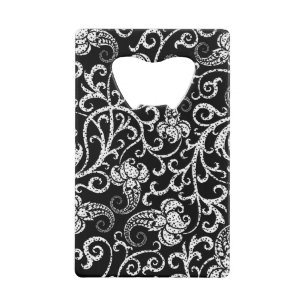 Cute black dalmatian flowers background design credit card bottle opener