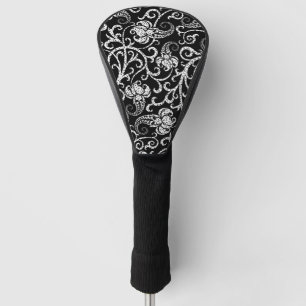 Cute black dalmatian flowers background design lum golf head cover