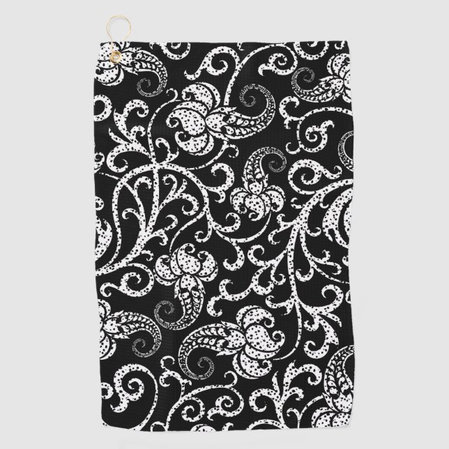 Cute black dalmatian flowers background design lum golf towel (Front)
