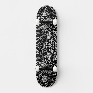 Cute black dalmatian flowers background design lum skateboard